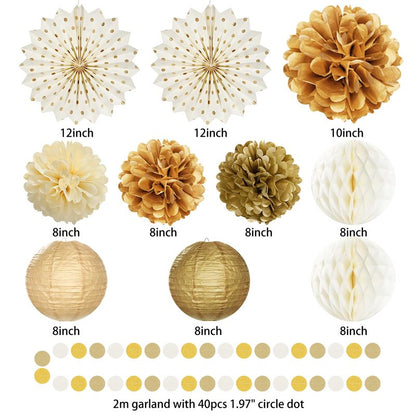 Roetyce 50th Anniversary Decorations, Gold Glitter Happy 50th Anniversary Banner Photo Background for Women Men, Cheers to 50 Years Backdrop Pompoms Paper Fans Party Supplies Dad Mom
