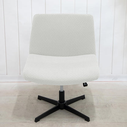 ele ELEOPTION Stretch Armless Chair Cover, White Weave Protector for Office Desk Chair, Home Furniture Slipcover