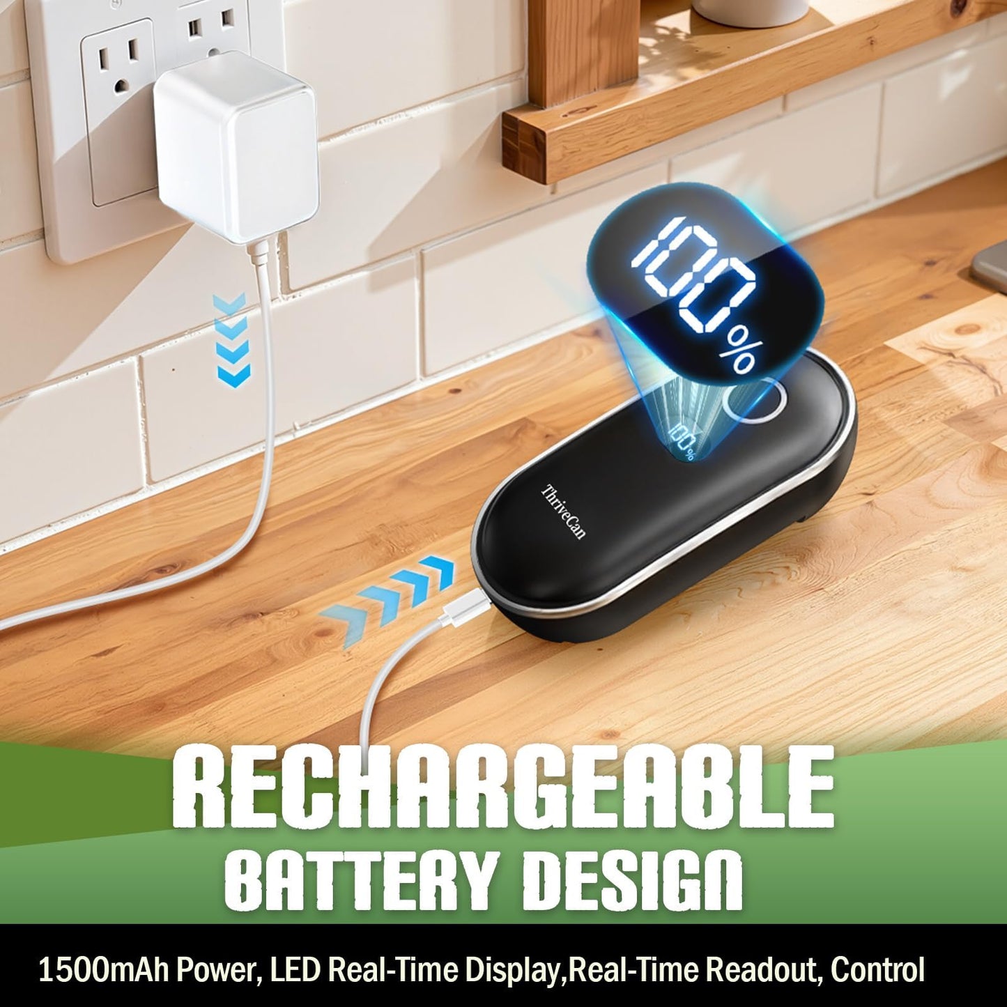 Rechargeable Electric Can Opener, Automatic One Touch Hands Free, Smooth Edge Safe Cut, Easy Open Kitchen Tool for Seniors, Arthritis & Weak Hands, Quiet Operation, LED Display (Black)