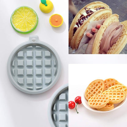 REKIDOLL Waffle Molds Set, Non-stick Silicone Molds for Waffle Cookies, 4 Pcs, Blue