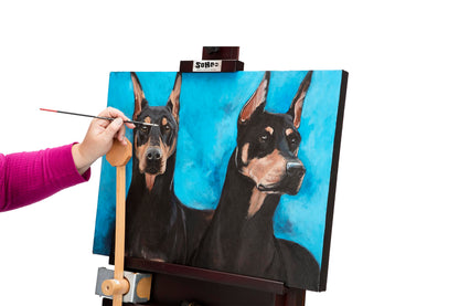Creative Mark Carolina H-Frame Easel & EZ Rest Mahl Stick Bundle - Durable Light Weight, Adjustable Angle for Drawing and Painting - Natural Finish - Ideal for Artist