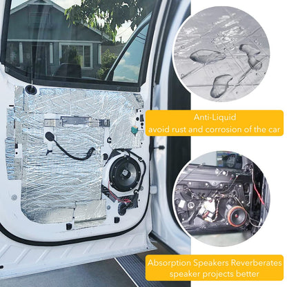 KOIKEY Car Sound Deadening Mat, 197mil (5mm) 8.7 sqft Closed-Cell Foam Car Insulation Material, Aluminum Foil Heat Shield, Waterproof Self-Adhesive Sound Deadener, 8 Pcs