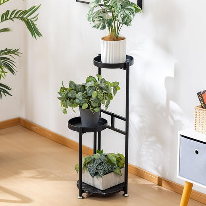 3 CHPHI Tier Plant Stand, Tall Metal Shelf Holder for Indoor, Outdoor Display Rack Flower Pot Stand for Corner Living