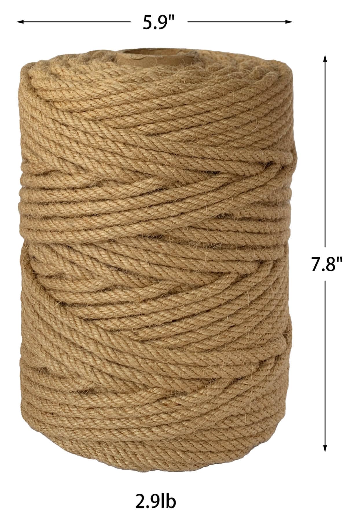 ILIKEEC 2-Pack Natural Jute Twine Rope, 6mm x 656ft Heavy Duty Sisal Hemp Rope - for Crafts, Gardening, Cat Scratching Post, Bundling & Hanging, 328Feet/Roll