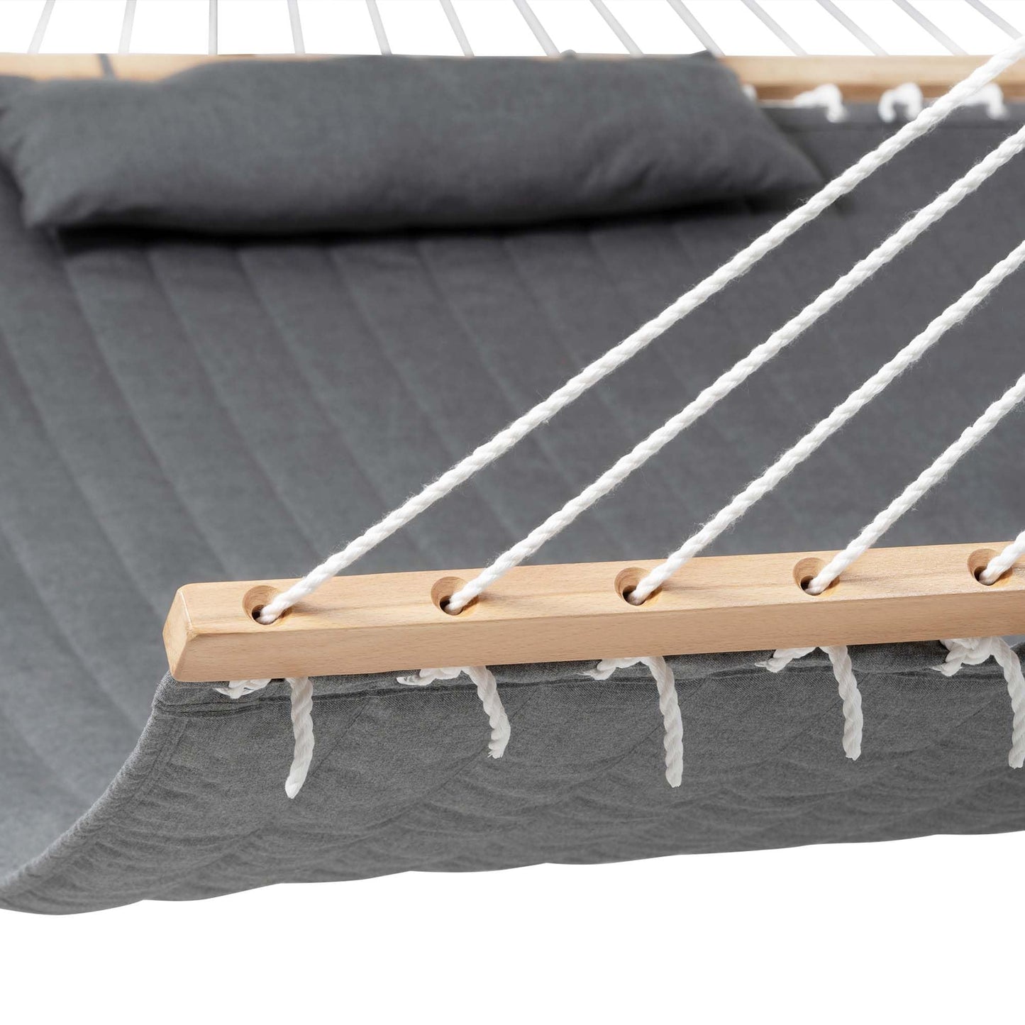 Lazy Daze Hammocks 12 FT Sunbrella Fabric Quilted Hammock Double Sunbrella Quilted Hammock with Spreader Bars & Pillow, All Weather and Fade Resistant for Outdoor, 450 lbs Capacity, Cast Slate