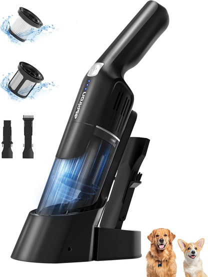 Aspiron Cordless Handheld Vacuum - 24KPA Powerful Suction, 2-Speed, Wireless Charger, Ergonomic Design, Black/Silver