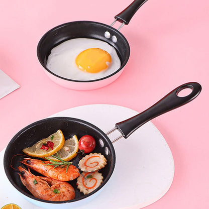 Dpofirs Mini Induction Frying Pan, 4.7in Single Egg Pan, Portable Pan with Heat Insulation Long Handle (Blue)