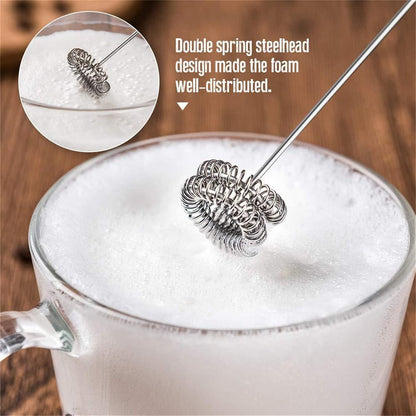 Milk Frother Handheld Electric Foam Maker with Stainless Steel Whisk, Waterproof Detachable Drink Mixer
