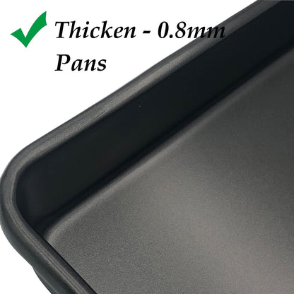 Small Baking Pans 11x9 Inch - 2Pcs Mini Cookie Sheets, Nonstick Toaster Oven Tray, Thicken Brushed Carbon Steel