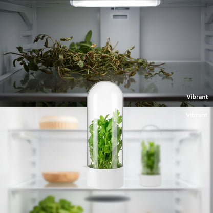 NIMBLOOM 3 Pcs Herb Keeper for Refrigerator, Large Fresh Herb Keeper with Independent Water Refill Port, 10.2 in Tall Herb Saver Container