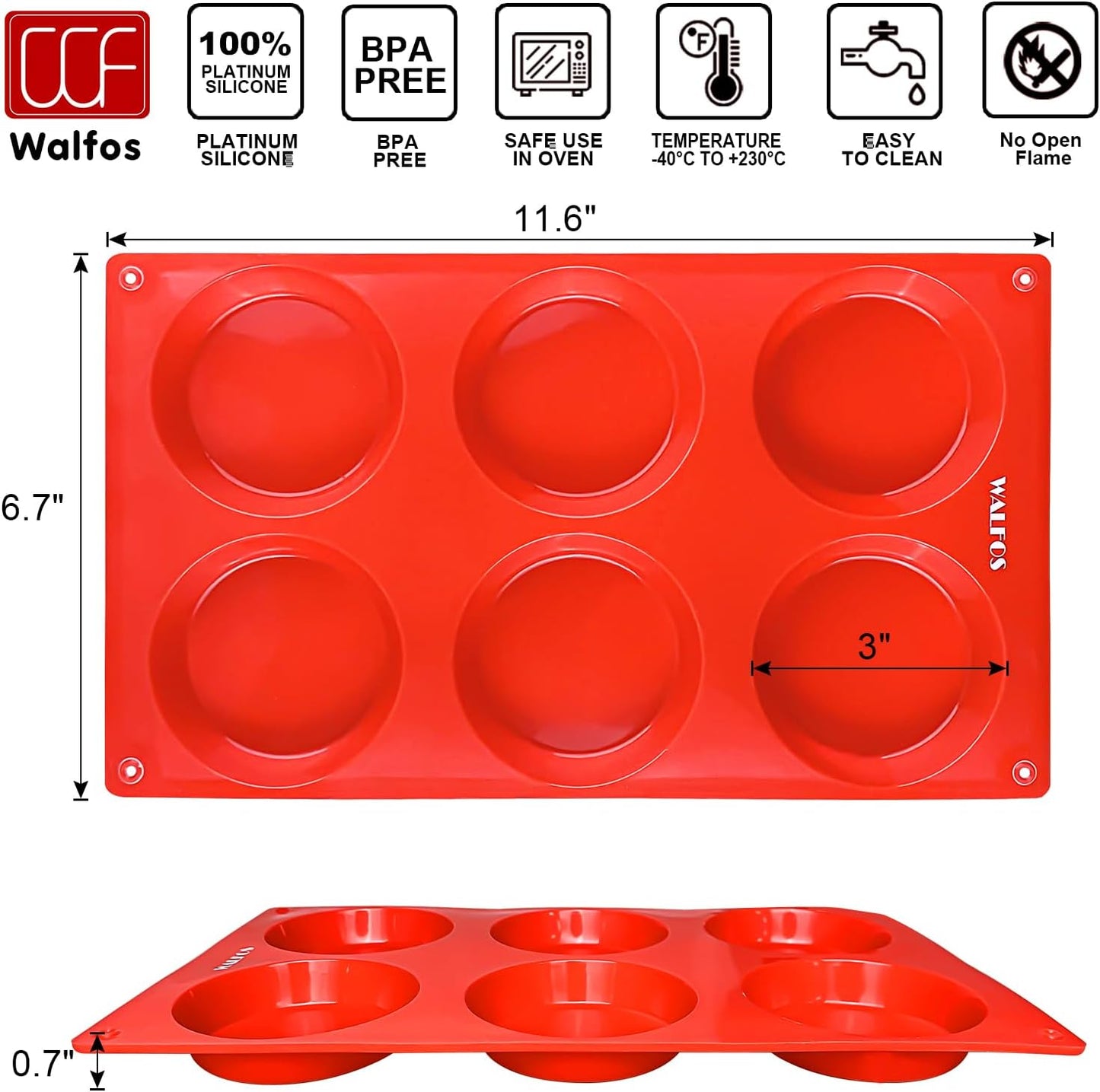 Walfos Silicone Whoopie Pie Baking Pans | Non-Stick Muffin Top Pan Set of 4