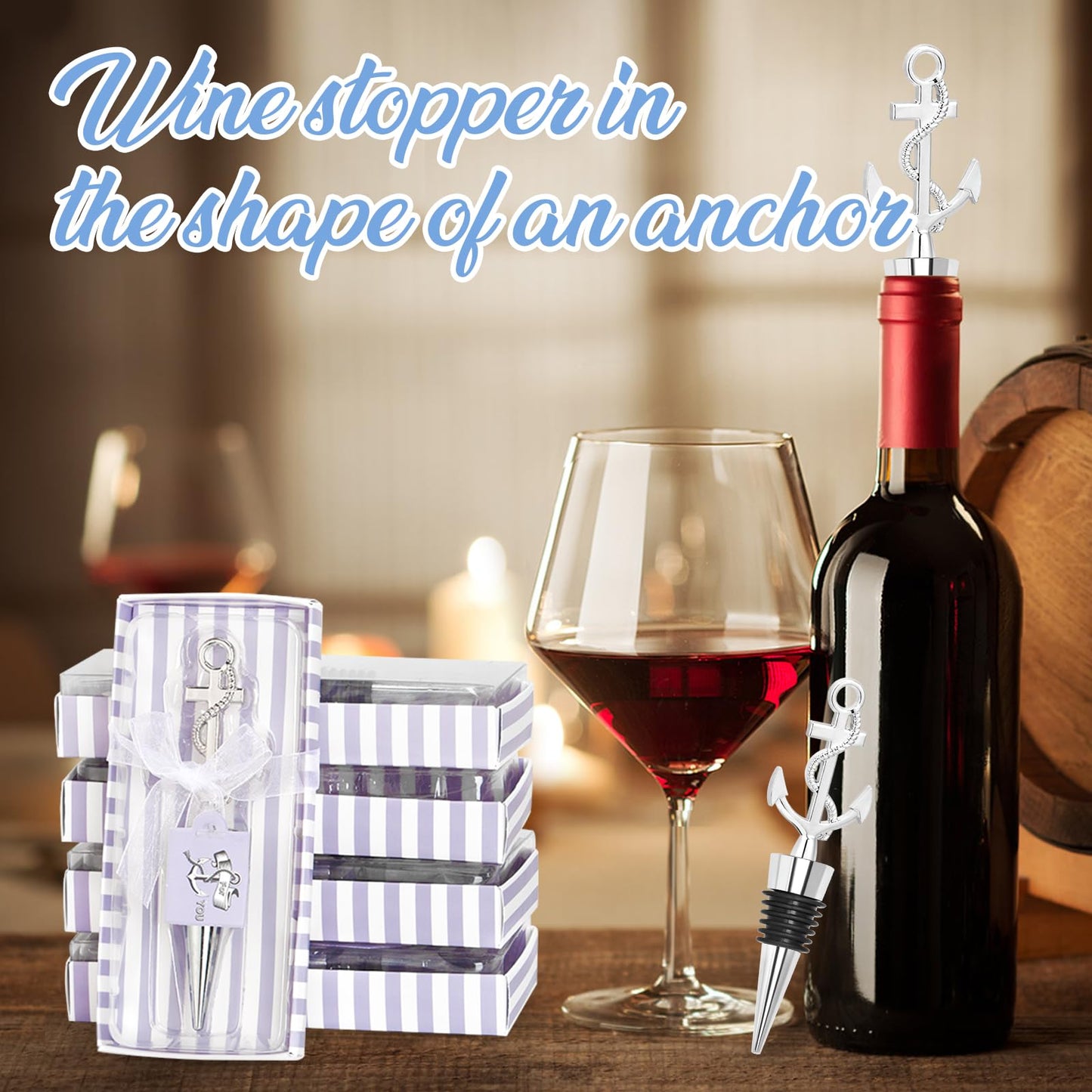 30PCS Anchor Wine Stopper and Nautical Themed Party Favors for Sailors Anchor Stoppers Wine Holiday Birthday Party Decor (Sliver)