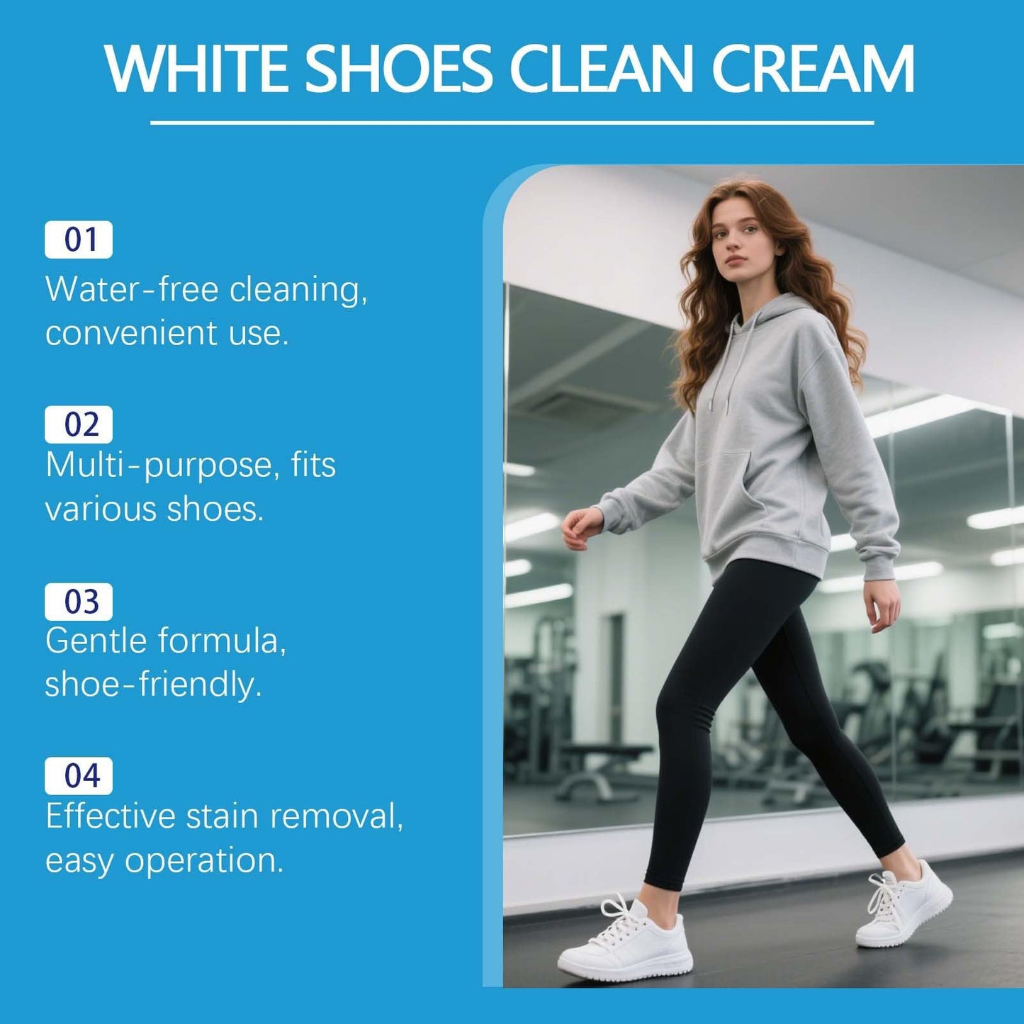 UUZO White Shoe Cleaner Cream, No-Wash Solid Cleaning Paste with Sponge, Multipurpose WhiteShoe Cleaner Paste, Removes Stains and Dirt, for Leather, Silicon, Car Interiors, 2 Pack