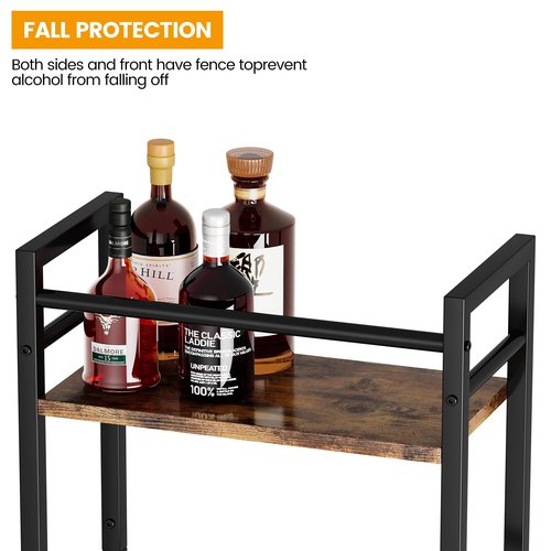 Homeiju 5-Tier Freestanding Wine Rack, 60 Bottles Wine Racks for Wall Mounted, Wines Bottle Holder Display Shelf with Fences, Liquor Storage for Kitchen, Dining Room, Bar (Rustic Brown)