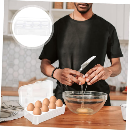 8 Box Fridge Egg Keeper Holder Mini Condiment Bottles, Egg Organizer for Refrigerator, Egg Carrier, White
