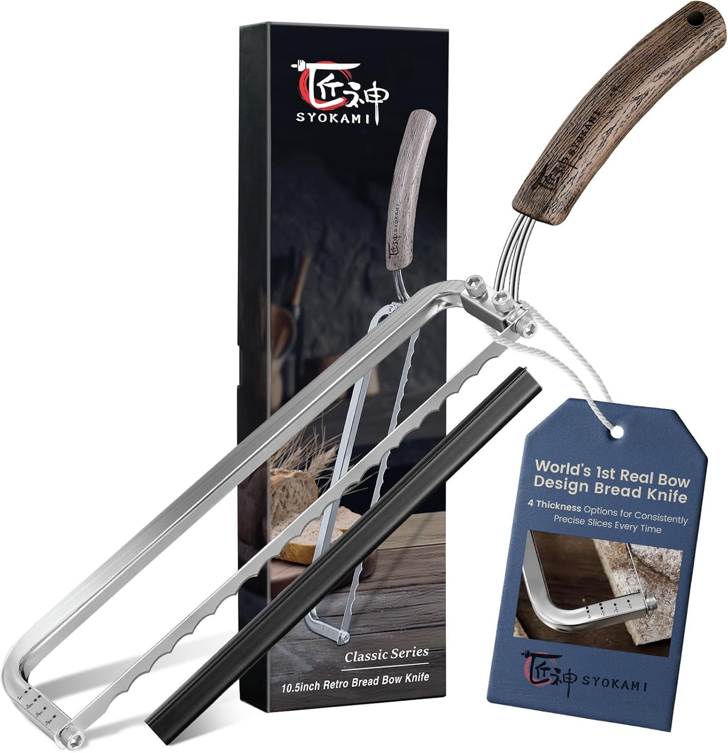 2025 1st 4 SYOKAMI Upgrade Bread Knife for Homemade Bread, World's Real Bow-Design Sourdough Bread Slicer, Razor-Sharp