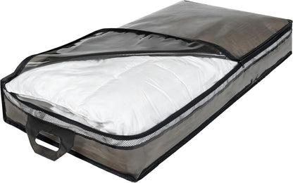 Hefty Underbed Flexible Tote with Breathable Mesh, Double Zip Closure, 39x20x6 inches, 2 Handles for Seasonal Apparel