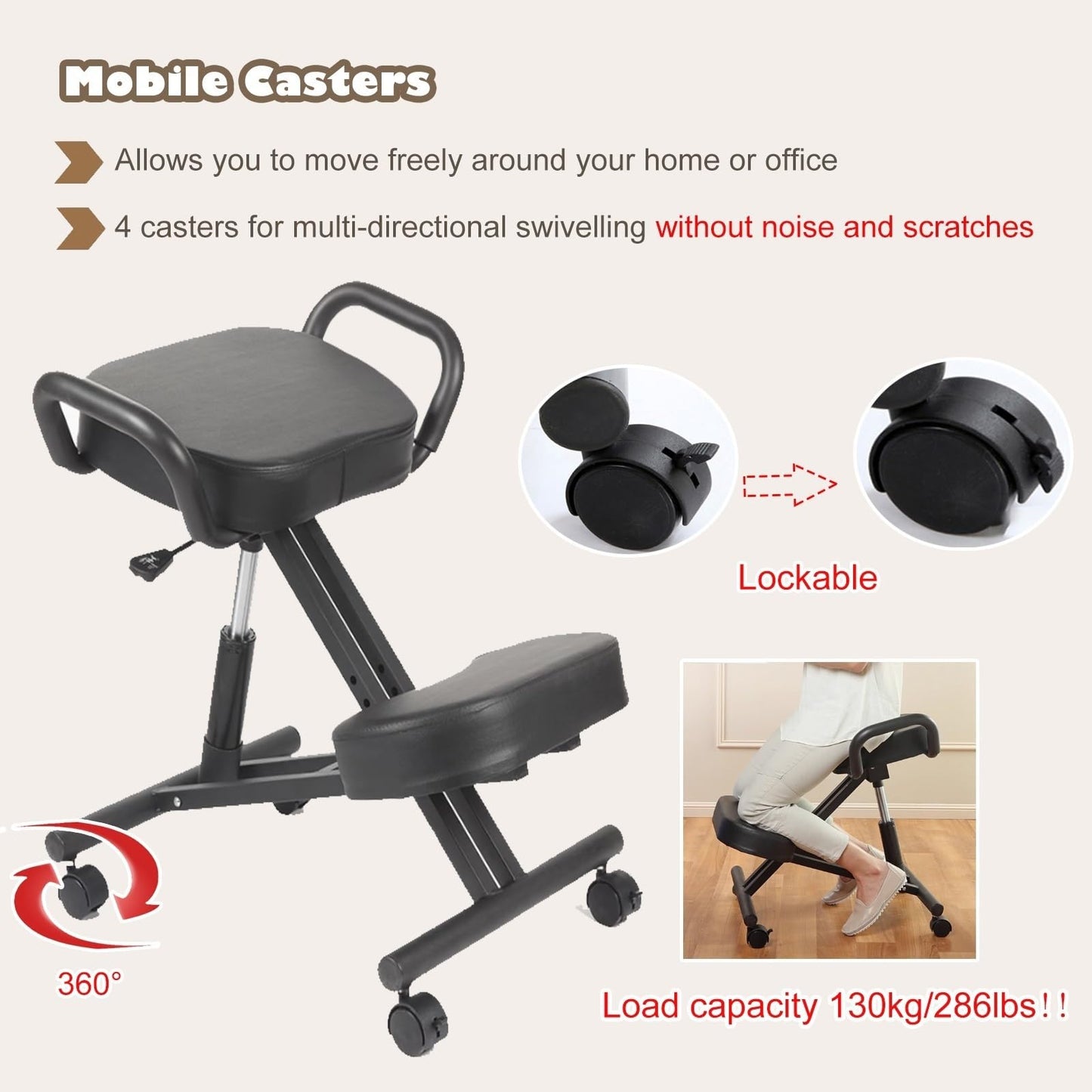 GenSDH Desk Kneeling Chairs Posture Chair for Desk - Ergonomic Chair Kneeling Chair with Arm - Posture Chair for Computer Workers Yoga Lovers Meditation Fana