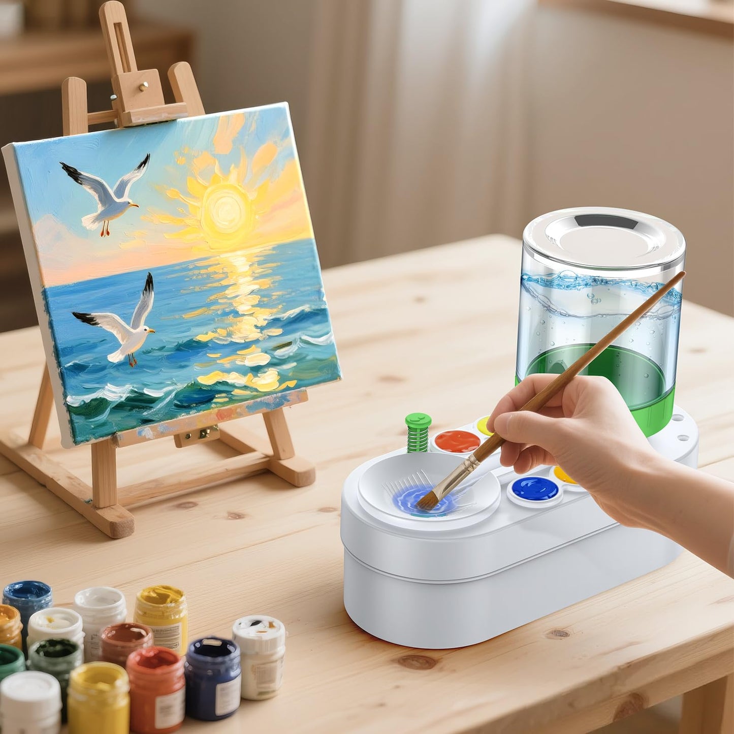 Paint Brush Cleaner: Painting Supplies for Kids, Paint Station, Paint Water Brush Rinser Cup(Running Water Circulation), Art Supplies for Kids&Adults, Birthday Gifts for Kids, Adulta