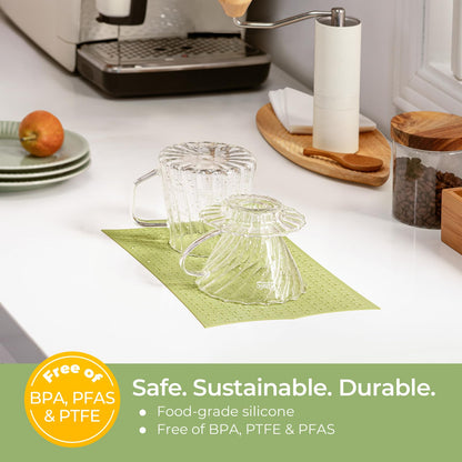 Keechee Silicone Non-Slip Mat for Cutting board, Preventing Cutting Injuries in the Kitchen Chopping Boards Feet for Kitchen Safe, Warm Gifts for Kitchen & Home Protector (Green)