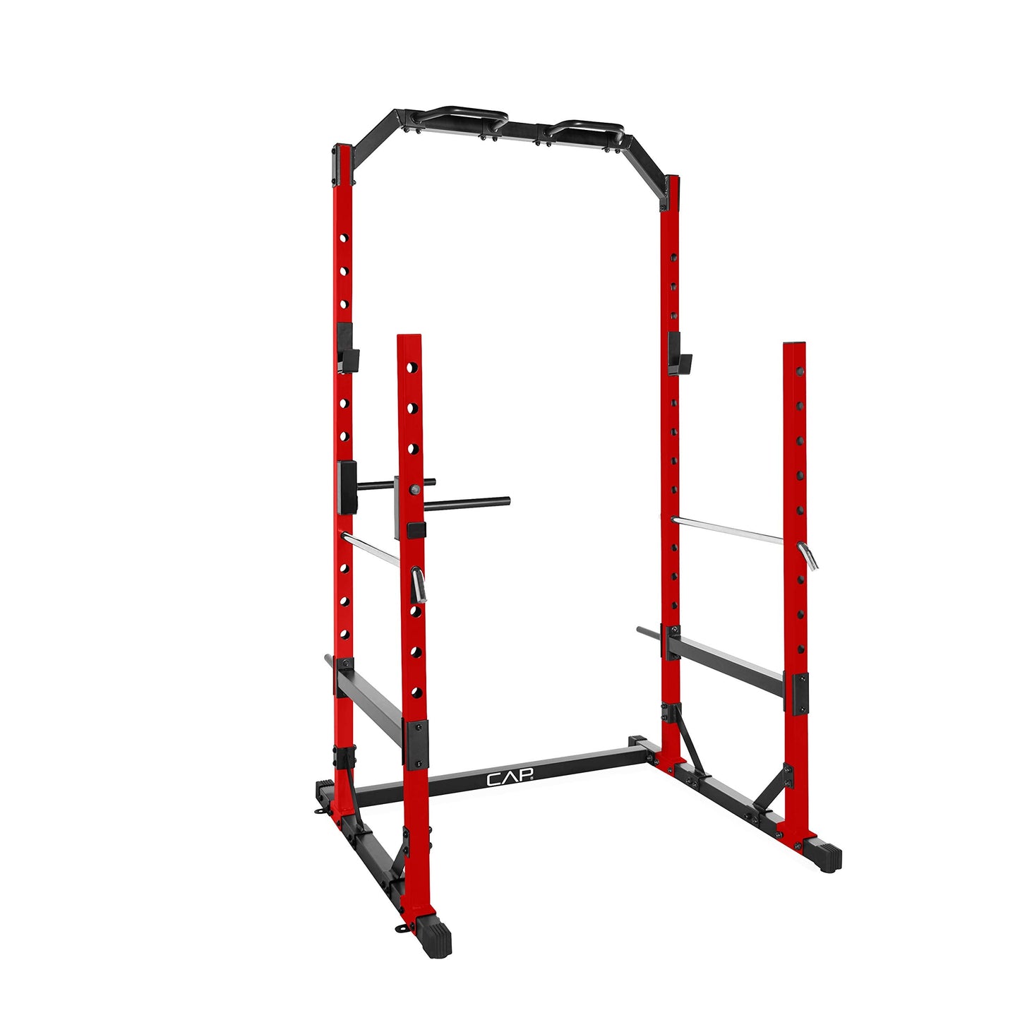 CAP Barbell Multi-Use Power Rack – Heavy-Duty Power Cage with Pull-Up Bar, Dip Handles, and J-Cup Catches – Strength Training Gym Rack for Home or Garage Gym | Red