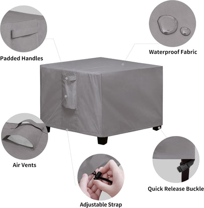 (25"x25"x17", Easy-Going Square Patio Ottoman Cover, Waterproof Outdoor Ottoman Cover, Fade Resistant Patio Side Table