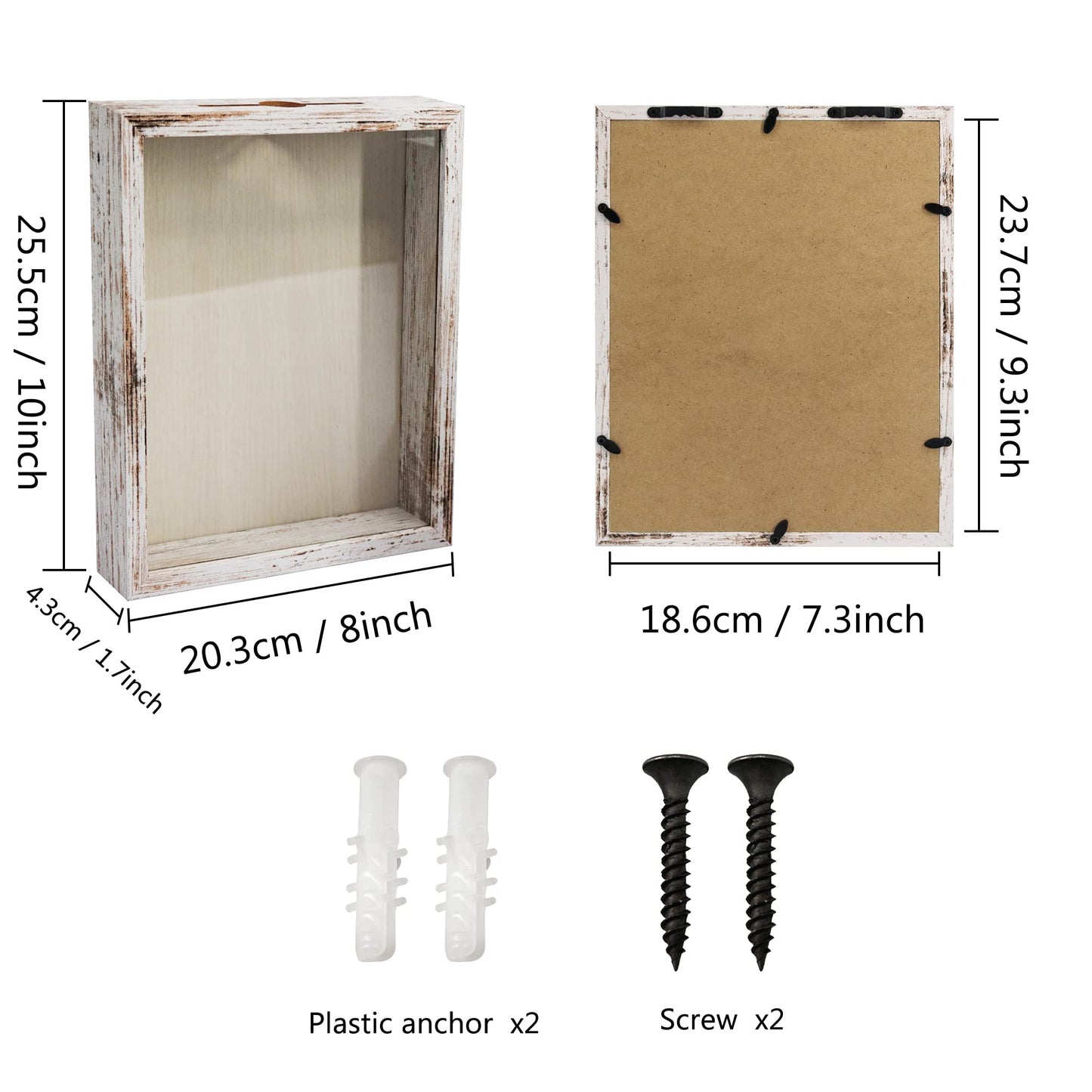 GraduationMall 8x10 Top Loading Shadow Box Frame with HD Glass,Wood Display Case with Slot,1.25 inches Interior Depth,Ideal for Wine Bottle Caps,Tickets,Shells,Stamps and More,White