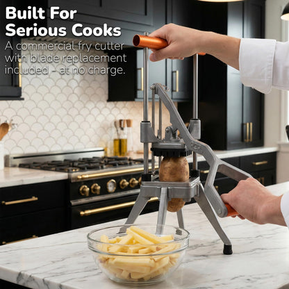 Commercial Grade French Fry Cutter, Sweet Potato & Yam Capable, Removable Legs and Case for Compact Storage, 3 Blade Sizes (1/4"- 3/8"- 6-Wedge), Potato, Fruit and Vegetable Slicer & Dicer by POP