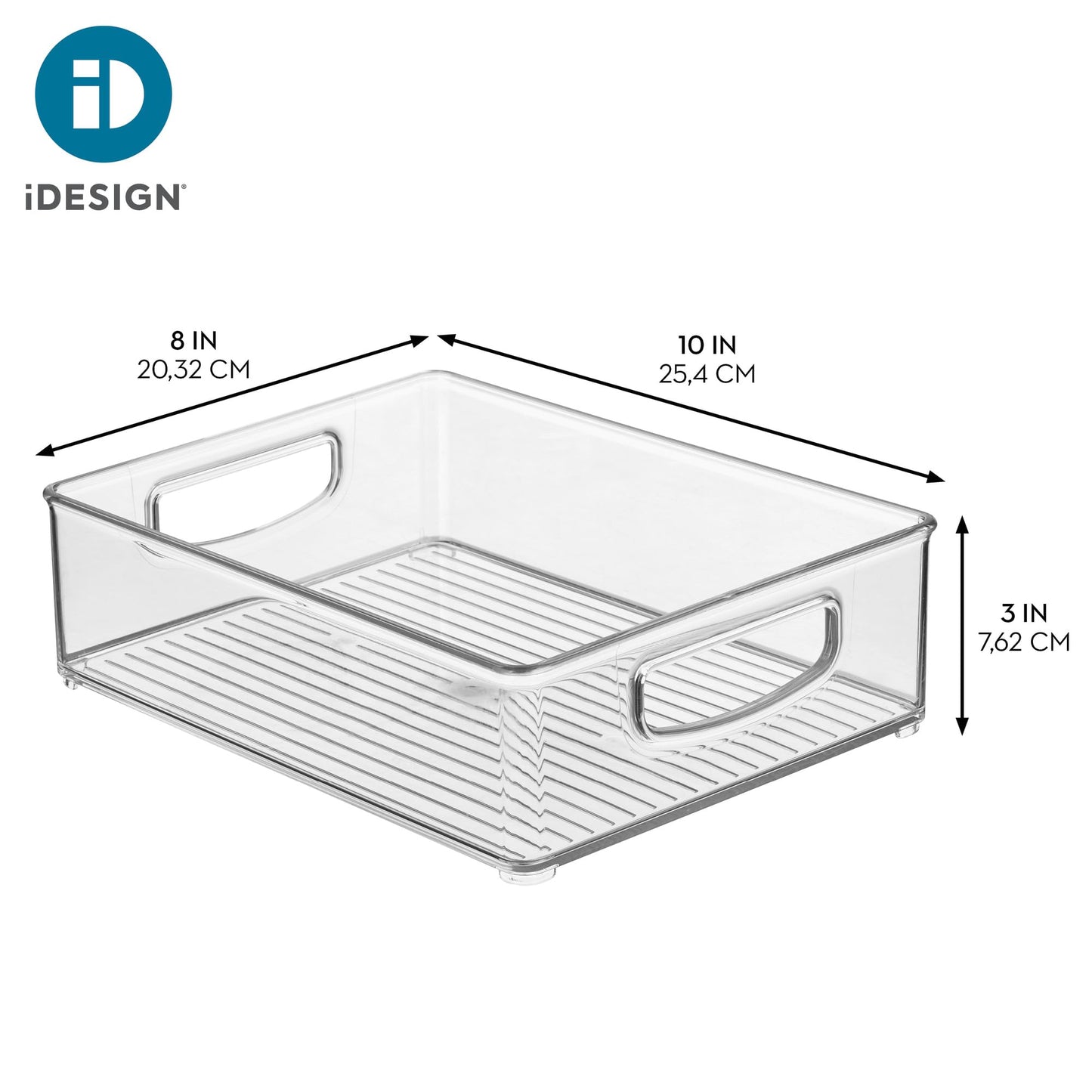 iDesign Stackable Pantry Bin for Kitchen Cabinets, Fridge, or Freezer Storage, Clear, Made in USA