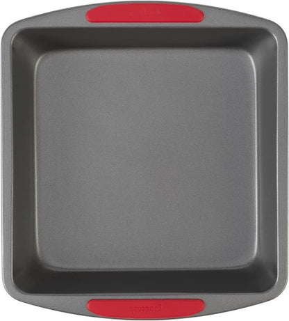 GoodCook MegaGrip Baking Pan - Non-Stick Heavy-Gauge Steel with Silicone Grip Handles | 8x8-Inch for Cakes & Brownies