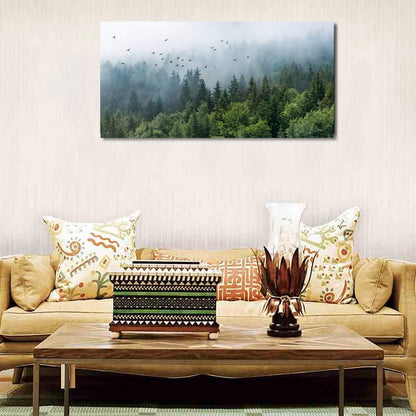 20" 40" Green Forest Wall Art Tropical Forest Mountain Bird Contemporary Canvas Pictures Modern Artwork Framed