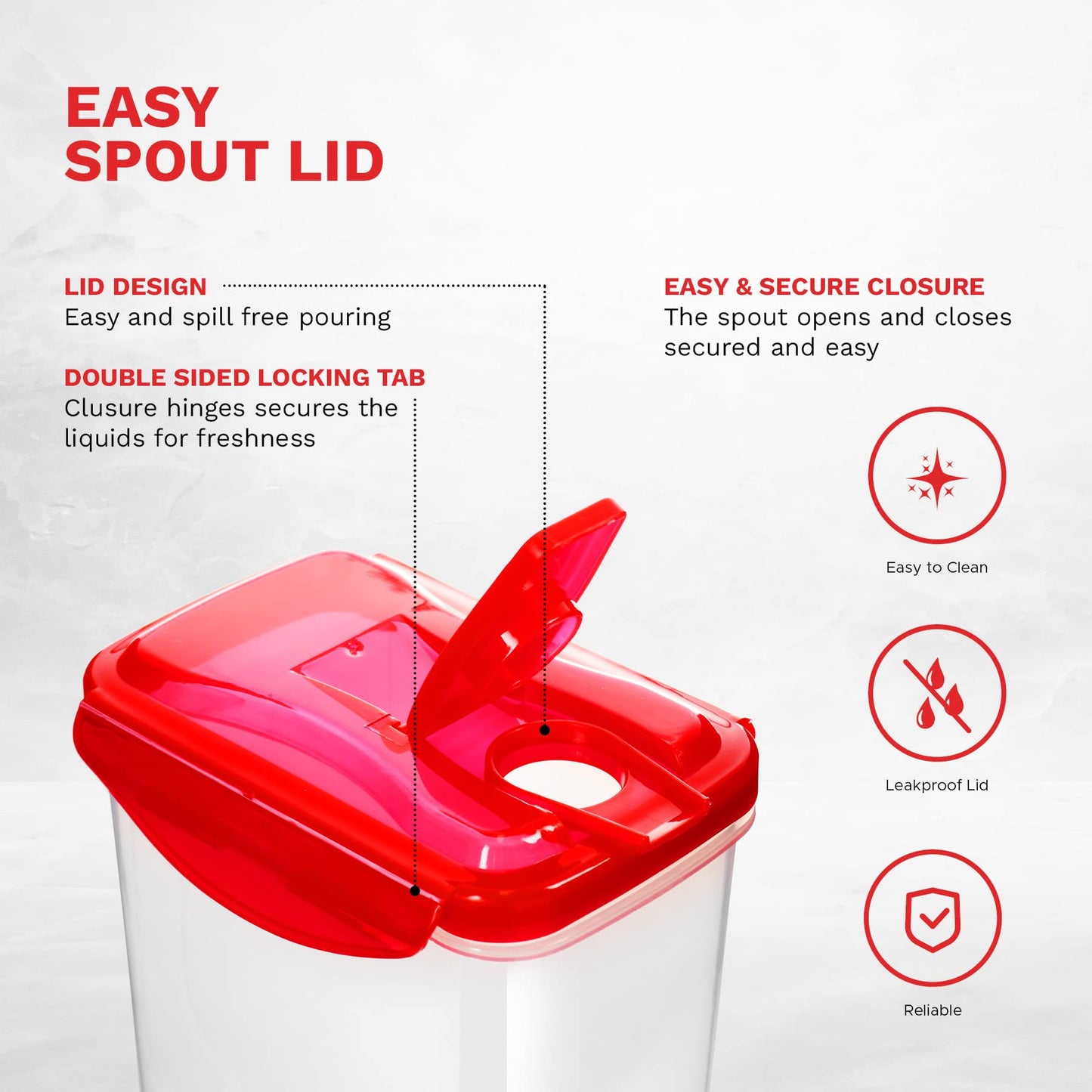 Red 50 Oz. Plastic Pitcher Set of 2 | Fridge Door Jug with Lid | Airtight Iced Tea Container