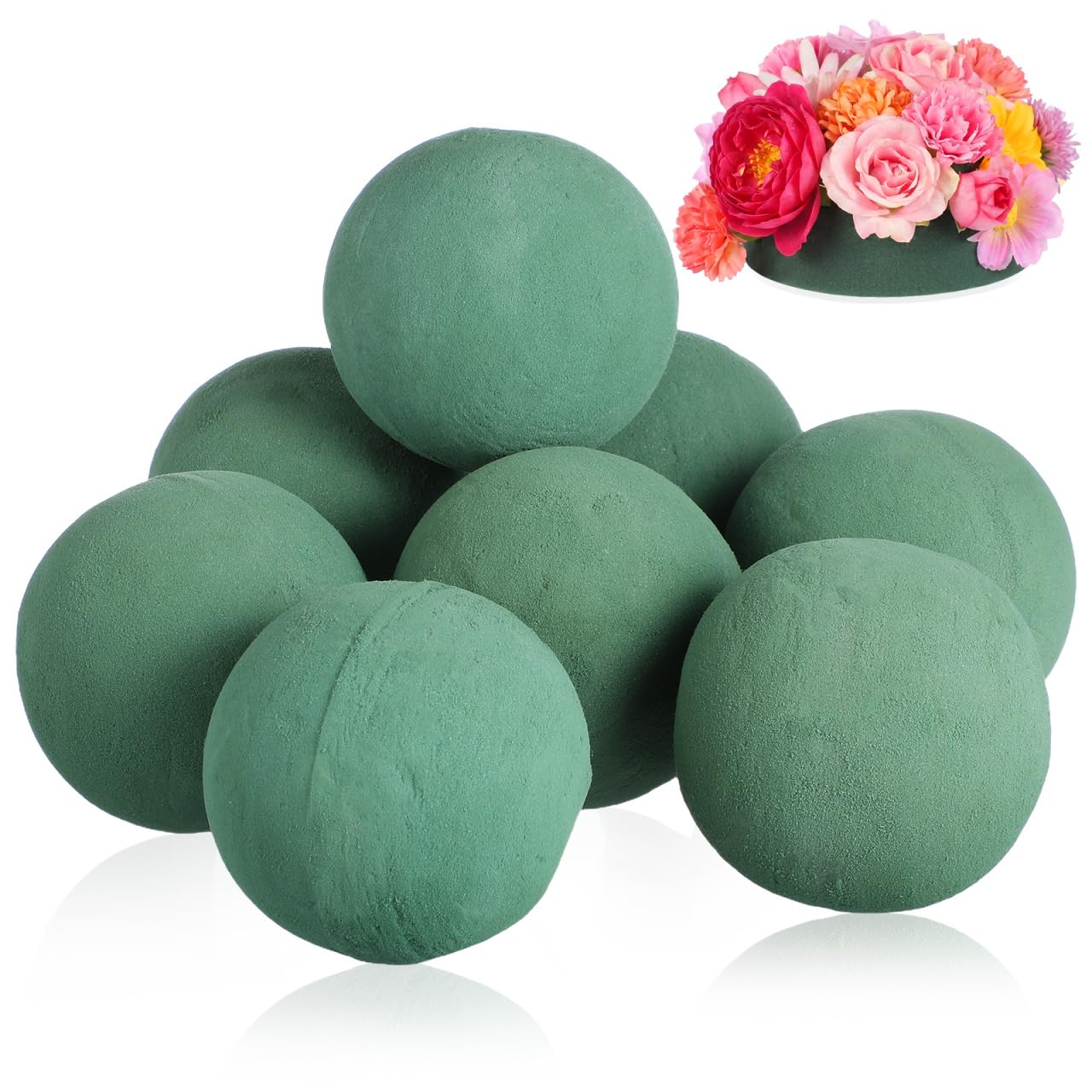 STOBOK 8Pcs Floral Foam Balls 3.54 Inch Round Water Absorbing Flower Sphere Blocks for DIY Wedding Bouquet Arrangements Home Decor Florist Supplies