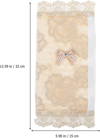 SOLUSTRE 4pcs Refrigerator Handle Gloves, Oven Handle Cover, Kitchen Appliance Accessories Fabric Beige Lace Protector