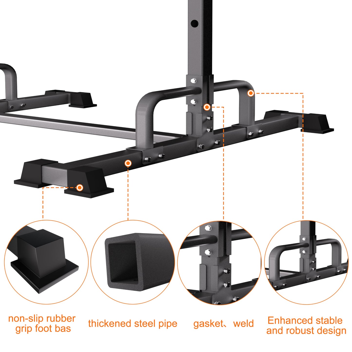 HWOOUSA Pull Up Station, Adjustable Pull Up Bar Free Standing Power Racks, Multifunctional Heavy Duty Steel Pull Up Tower, For 2×2" with 1″ Hole Size Squat Rack Accessories, Support 600 LBS Capacity