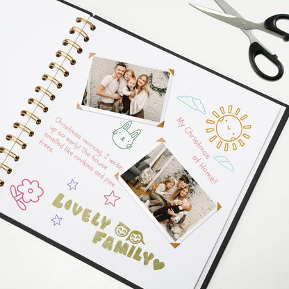Hiwhy 8x8 Inch Scrapbook DIY Photo Album Linen Cover Hardcover White Pages 20 Sheets Small Scrap Memory Book Black