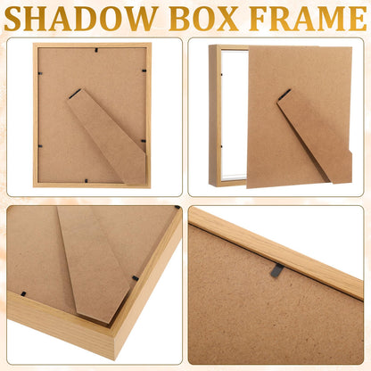 Anglechic 4 Pack 8x10 Shadow Box Frame Display Cases Wood Deep Shadow Box with Soft Felt Back for Graduation Memorabilia Wedding Bouquet Dried Flowers DIY Craft Medals Photos(Natural Wood Color)