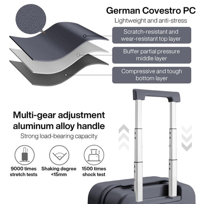 mixi Luggage Suitcase with Spinner Wheels, Hardside Rolling Suitcase PC with Cover & TSA Lock Lightweight Travel Case 28in Checked in, Rock Gray