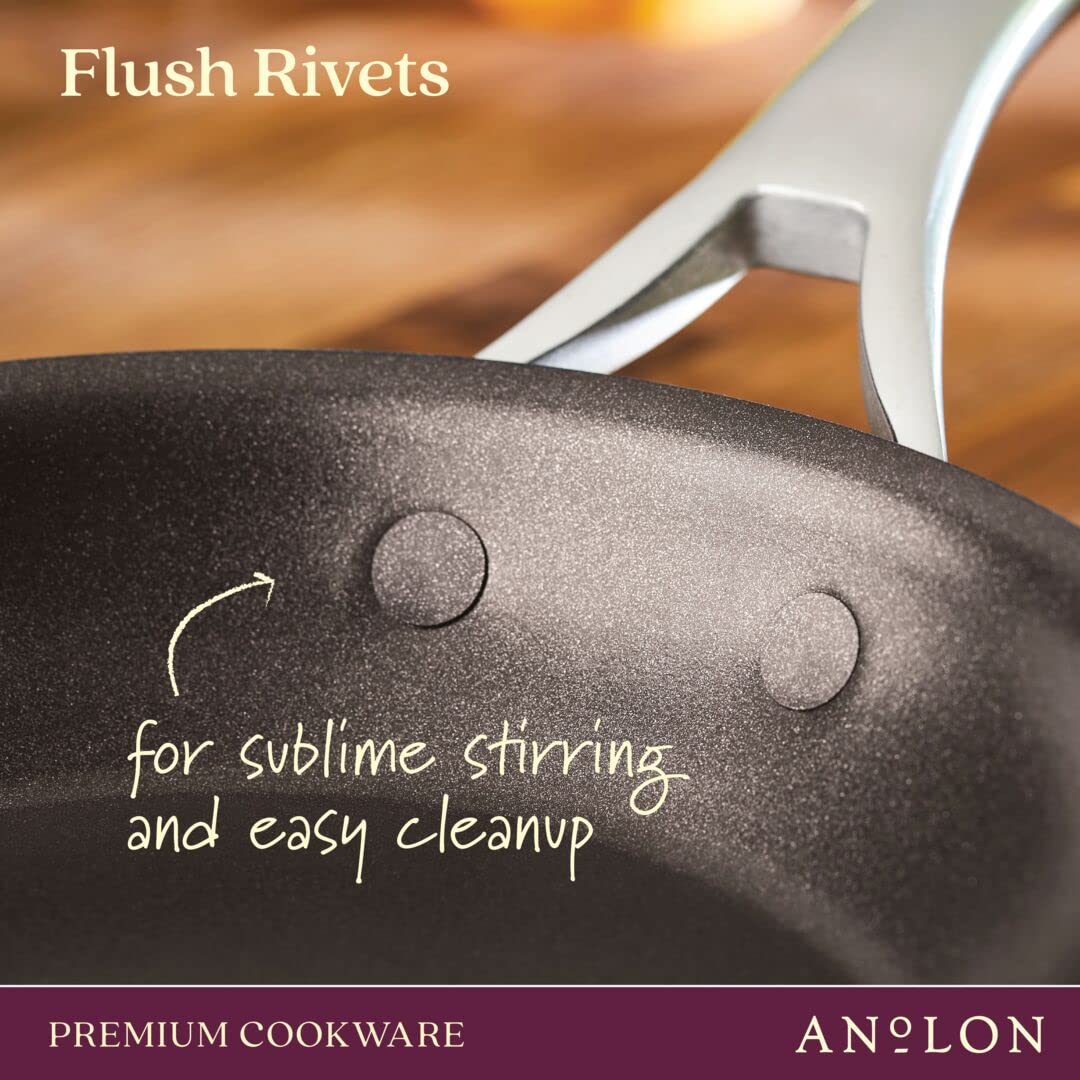 Anolon 83874 Nouvelle Copper Hard Anodized Nonstick Cookware Set / Pots and Pans Set - 11 Piece, Black Onyx