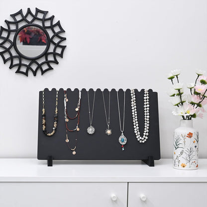 MOOCA Portable Wooden Plank Necklace Jewelry Stand for 15 Necklaces, Wood Plank Storage Holder, Jewelry Display Stand, Black Color