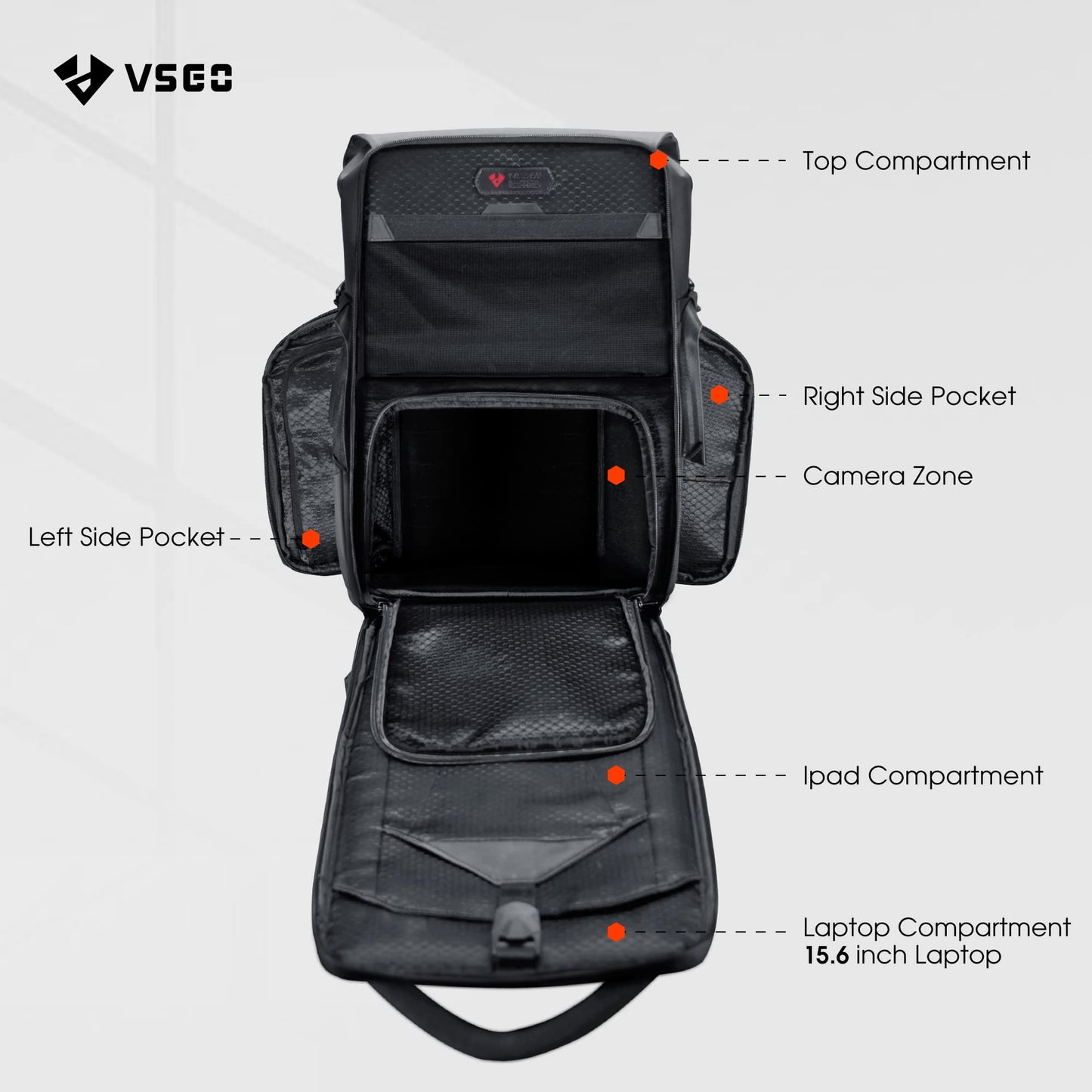 VSGO 20L Professional Camera Backpack for DSLR/SLR, Compatible with Sony Canon Nikon Cameras, DJI RSC2 Gimbals, Tripod, 15.6" Laptop, Lenses & Accessories – Waterproof TPU Canvas, Travel & Outdoor Use