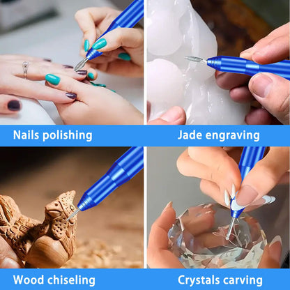 FOLAI USB Rechargeable Engraving Pen - Versatile Engraver Tool for Jewelry, Wood, Metal,Plastic,Glass,Stone,Manicure & More -Portable, Ideal for DIYers (Blue)