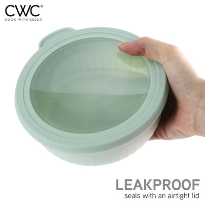 COOK WITH COLOR Prep Bowls with Lids- Wide and Deep Nesting Plastic Small Mixing Bowl Set with Lids, 8 Piece Set - Wide Bowls, Sage