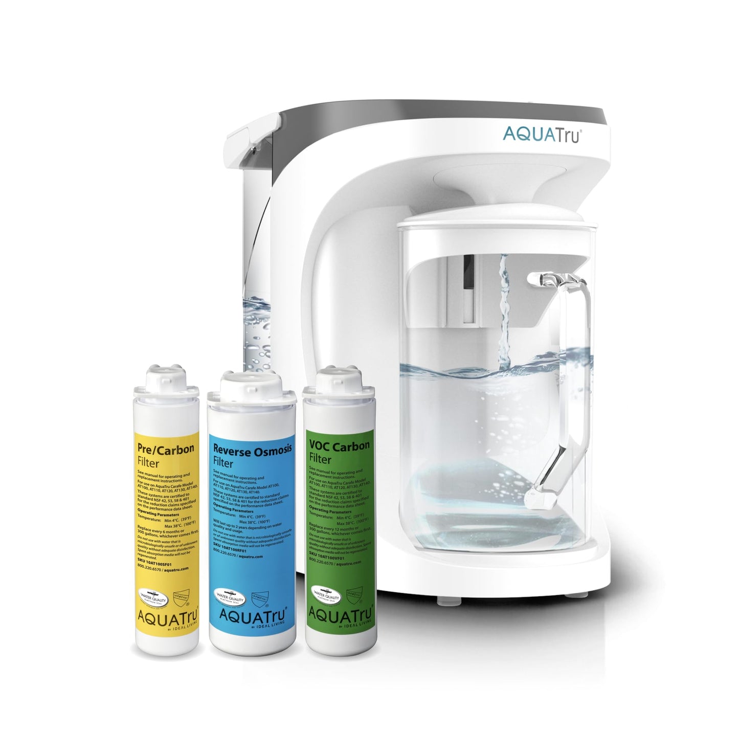 AquaTru Carafe Countertop Water Purifier | Compact 4-Stage Reverse Osmosis System with Glass Carafe Removes 84 Contaminants Including Forever Chemicals, Lead & Fluoride | No Plumbing