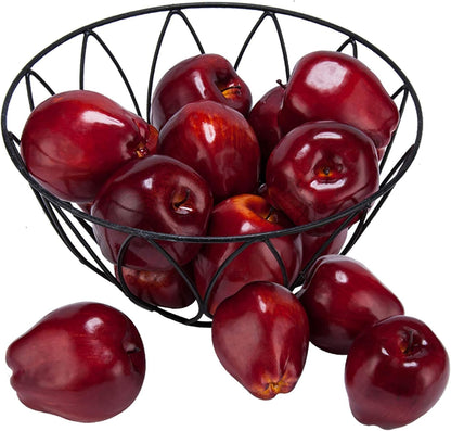 16PCS 3.43" 2.95" Toopify Artificial Red Apples, Red Delicious Faux Apples, Plastic Fruit, Fake Lifelike Simulation
