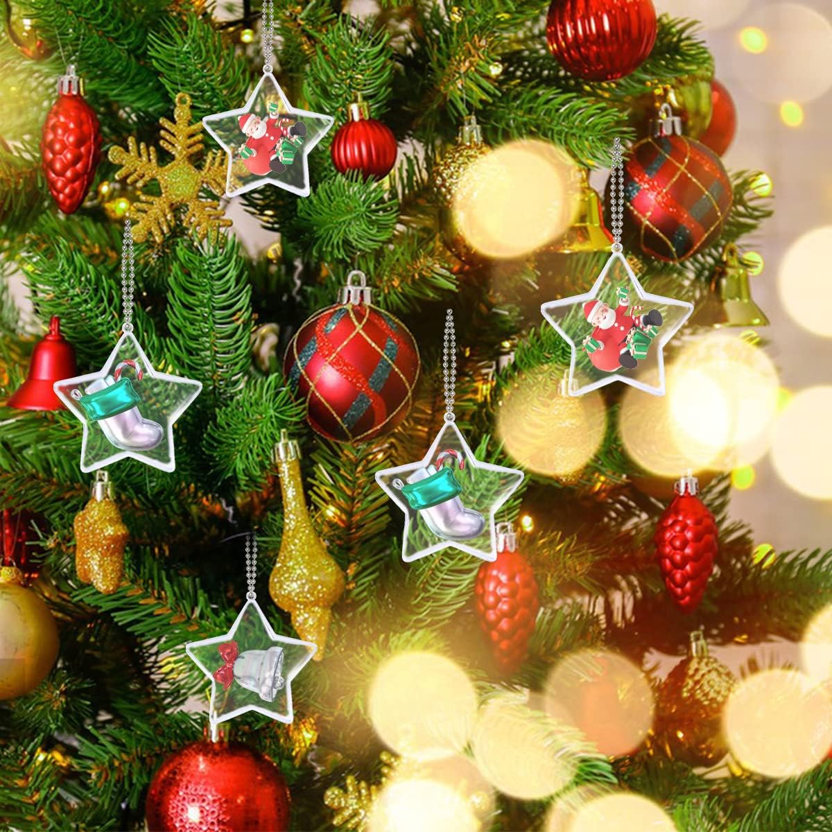 Barelove Clear Fillable Ornaments Balls Decoration, 10 PCS Transparent DIY Craft Baubles for Home Decor Party Gift