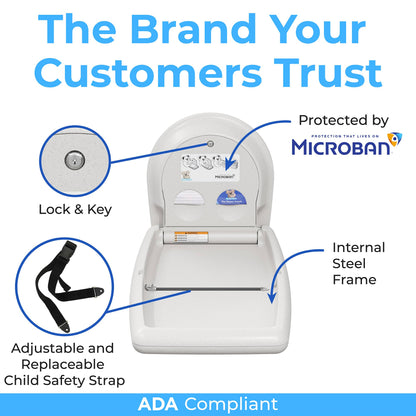 Koala Kare KB301-05 Vertical Surface Mounted Baby Changing Table - Foldable Plastic Diaper Changing Station (White Granite)
