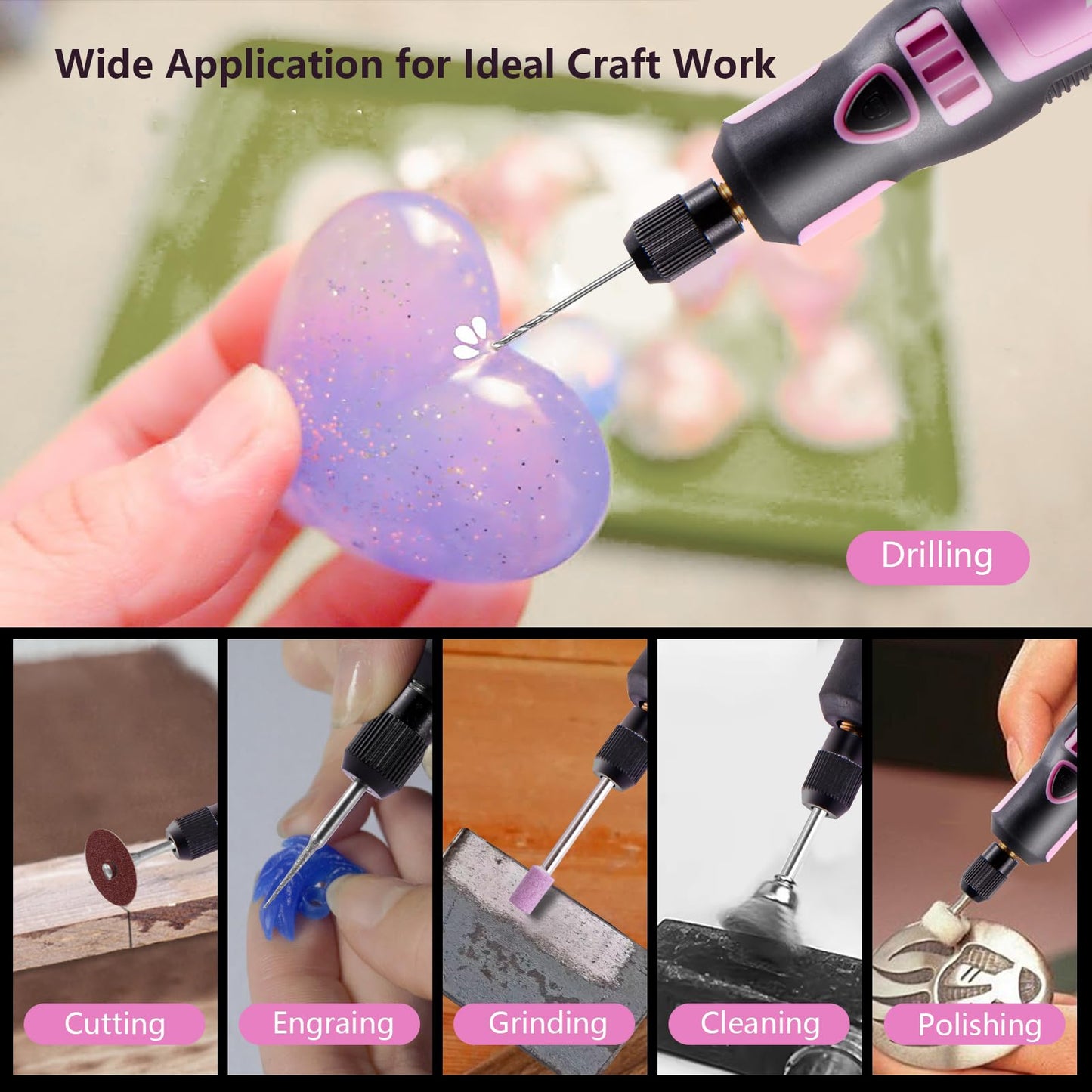 Cordless Resin Polishing Kit,Electric Resin Drill for Resin Casting Molds,Resin Tool with Mini Vice&143 Pcs Accessories,Resin Sander&Polishing Kit for Drilling,Carving,Polishing,Jewelry Making