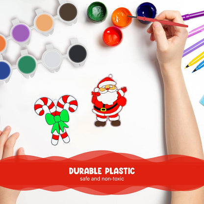 Fprl 24 Sets Christmas Craft Kits DIY Window Paint Art Suncatchers Assorted Sun Catcher Kits for Ornaments Santa Snowflake Snowman Decorations Project