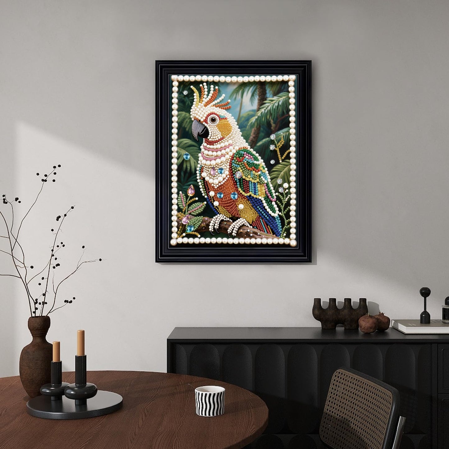Stalente Pearl Diamond Painting Kits for Adults Parrot, 5D Special Shape Diamond Art Kits for Beginners, Crystal Rhinestones Diamond Painting for Home Wall Decoration Gift 12×16inch, Bird